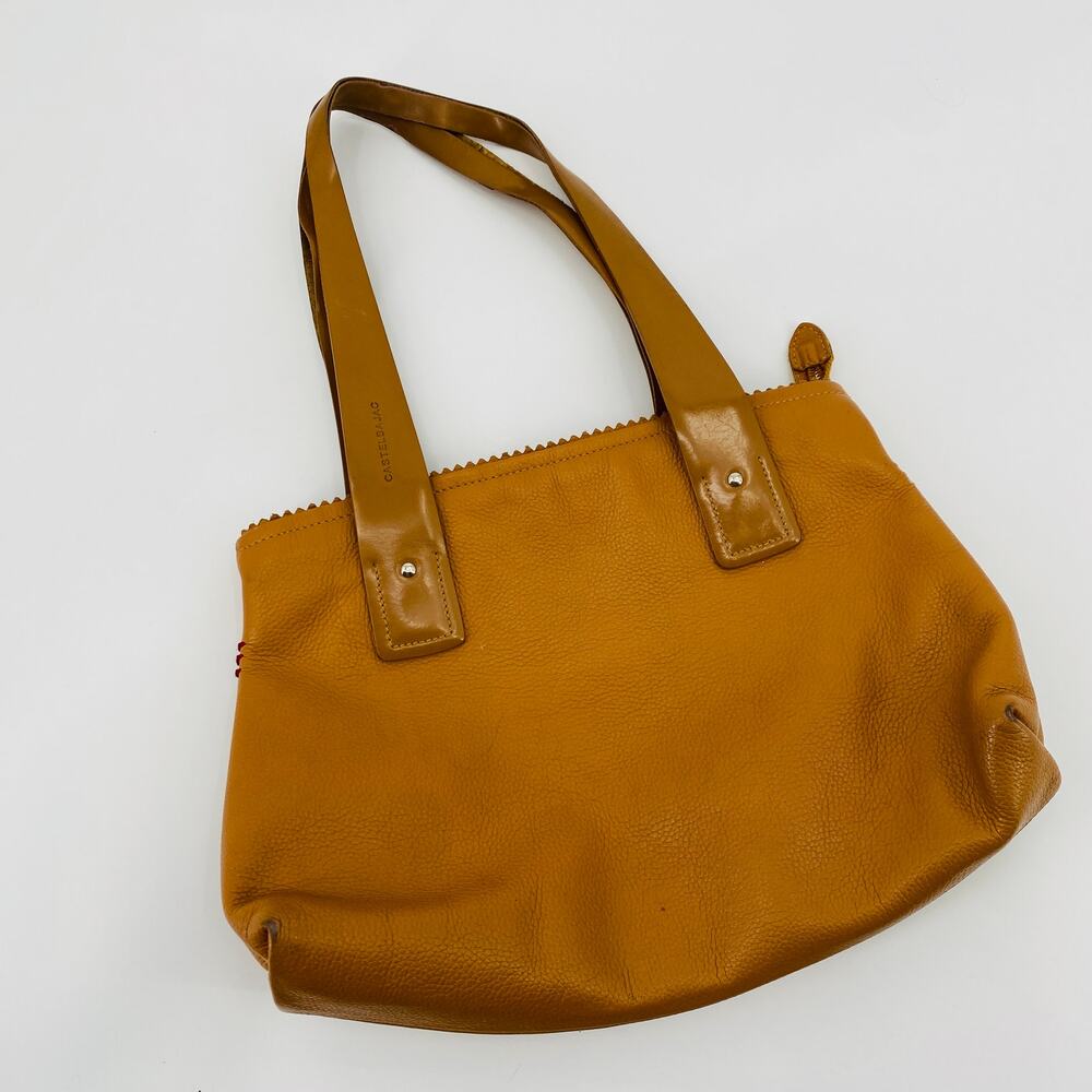 Castelbajac cognac brown leather vintage shoulder bag